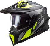 LS2 MX701 C Explorer Focus Mat Titanium Hi-Vis Geel Adventure Helm M