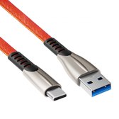 USB C kabel - 5A - USB A naar C - Fast Charging - Nylon mantel - Rood - 2 meter - Allteq