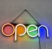 Led neon bord Tekst "OPEN" in 4 letter kleuren, zeer mooi helder licht (met dimmer sturing)