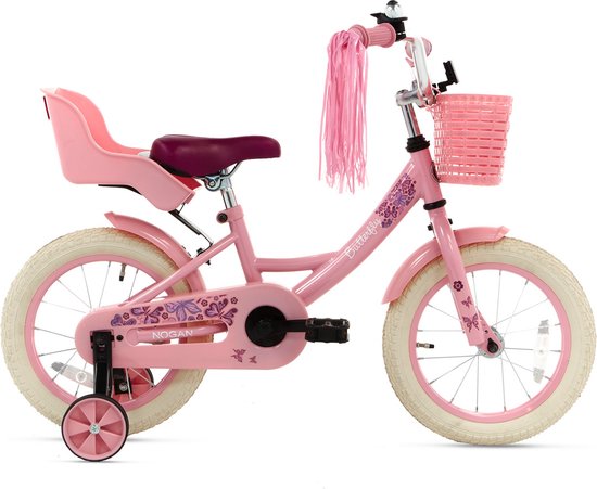 Luidspreker is genoeg dubbele Nogan Butterfly - Kinderfiets - Meisjesfiets - 14 inch - Roze | bol.com