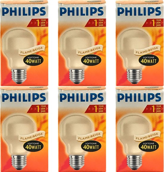 pols zoals dat kraam Philips - Standaardlamp - 40Watt - E27 Fitting - Gloeilamp - Softone Flame  - Dimbaar -... | bol.com