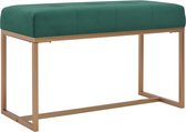 Bankje - fluweel groen - ijzeren frame goud - fluwelen stof - modern - met knopen - knoopjes - comfortabel - duurzaam -  elegant - 80 x 36 x 51 cm (B x D x H)