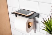 Wc Rolhouder Zwart-Wc Rolhouder Met Plankje-Toiletrolhouder Zwart