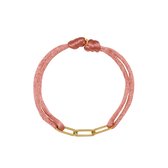 LOUVABEL - Armband - Satijn - Silk - Roze - Goud