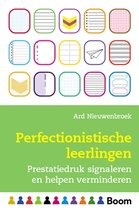 Boekomslag met twaalf vierkante iconen van notitieblaadjes en een papieren vliegtuigje. Titel: Perfectionistische leerlingen.