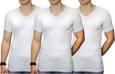 2 Pack Top kwaliteit  T-Shirt - V hals - 100% Katoen - Wit - Maat L