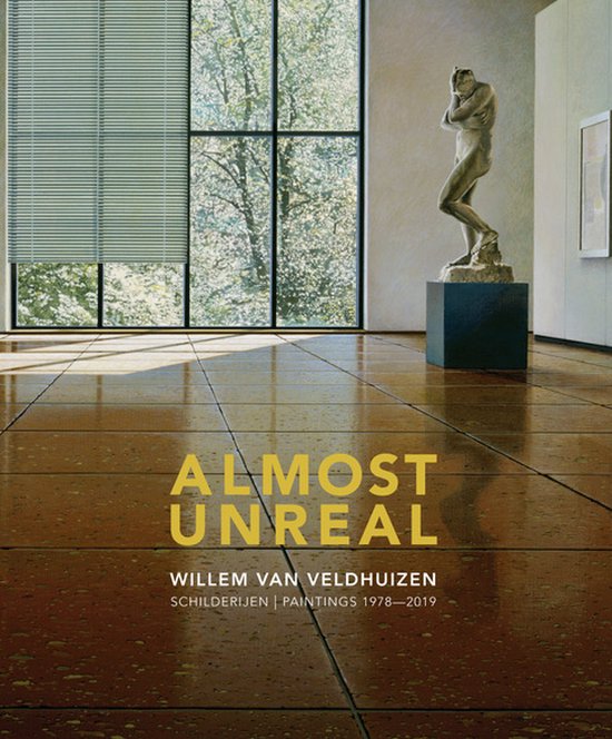 Boekomslag met de titel "Almost Unreal" en een beeld van een standbeeld in een museum.