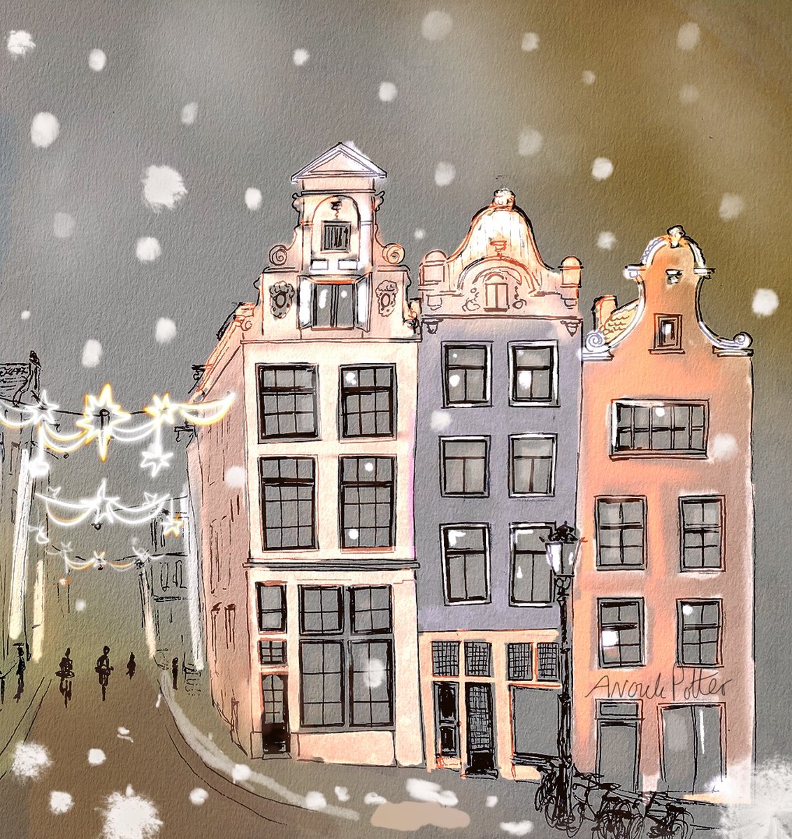 Kerstkaarten Amsterdam (Mix 2) 5 verschillende kaarten inclusief