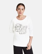 TAIFUN Dames Shirt met 3/4-mouwen en applicatie van pailletjes Offwhite gemustert-46