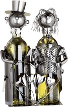 huwlijk wijnfleshouder - moeren huwlijkspaar - cadeaubeeldje metalen cadeau beeldje