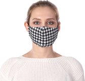 Mondkapje + twee filters - 5-laags - wasbaar – herbruikbaar - fashionable - fashion masker - pied de poule - verstelbaar - mondkapje met print - mondmasker - face mask - gezichtsmasker – gezi