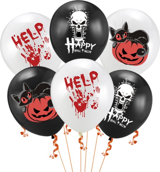 Happy Halloween ballonnen - Set van 6 enge ballonnen - perfect voor versiering - halloween feestje - ballonnen