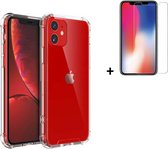 Hoesje iPhone 11 - Screenprotector iPhone 11 - iPhone 11 Hoes Transparant Shock Proof Case + Screenprotector