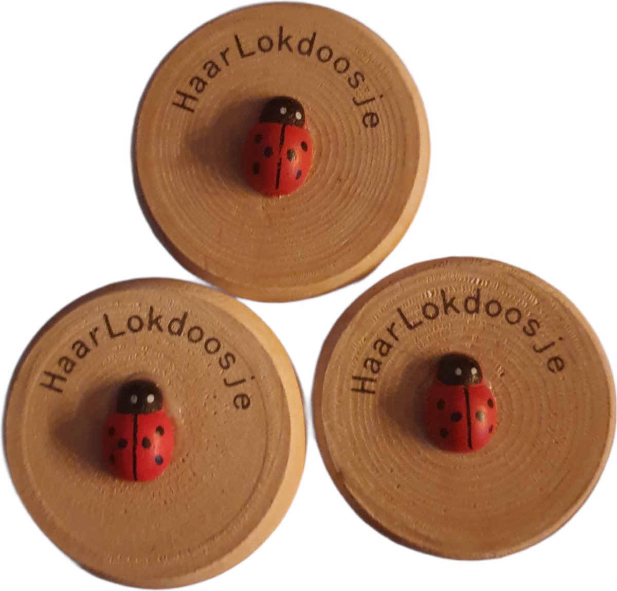 Goedkoopste 3x Houten haarlokdoosje met lieve heers beestje