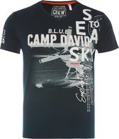 Camp David ® T-shirt met V-hals en labelapplicaties