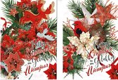 10 Luxe Kerst- en Nieuwjaarskaarten - 11.,5x16,5cm - Foliedruk - 2 motieven - Gevouwen kaarten met