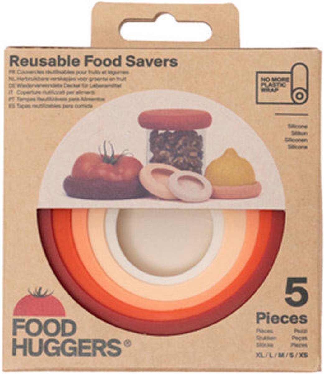Food Huggers Terra Cotta - Set van 5 - Default - Siliconen - Voedselversheid - Voedselveilig - Keukenaccessoires