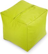 Green Bean © Zitzak Hocker 40x40x40cm met EPS korrel vulling - Lage zitpoef of zitzak - voor Kinderen en Volwassenen - Fel Groen