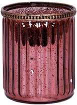 Oneiro's Luxe Waxinelichthouder  TEALISGHT Bordeaux - ø 10cm - kaarsenhouders - kaarsenhouder - waxinehouder - decoratie – woonaccessoires – theelichthouder – zwart – goud – zilver