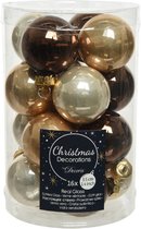 Decoris Kerstballen Mix 16 stuks - Parelmoer Mix - Bruin Goud Wit - Glanzend - 3.5cm