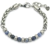 Armband Dames - RVS - Verstelbaar 18-21 cm - Dotted Stone Blauw