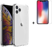 Hoesje iPhone 11 Pro Max - Screenprotector iPhone 11 Pro Max - iPhone 11 Pro Max Hoes Transparant Shock Proof Case + Screenprotector