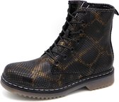 Fabulous Fabs Dames Veterboot F71512.802 Zwart/Brons - Maat 39