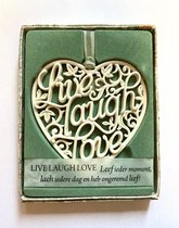 H&&H Inspirerende woorden hanger "Live, Laugh, Love" Gift in Hartvorm