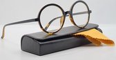 Min-bril -2,5 Unisex afstand metalen bril op sterkte in zwarte metalen compacte brillenkoker met dokje - zilver - bijziend bril - GEEN LEESBRIL - heren dames bril voor bijziendheid