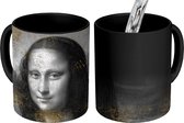 Magische Mok - Foto op Warmte Mokken - Koffiemok - Mona Lisa - Da Vinci - Zwart - Wit - Goud - Magic Mok - Beker - 350 ML - Theemok