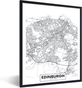 Fotolijst incl. Poster - Kaart - Edinburgh - Schotland - Minimalisme - 60x80 cm - Posterlijst