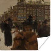 Affiche Le pont Singel à Paleisstraat à Amsterdam - Peinture de George Hendrik Breitner - 30x30 cm