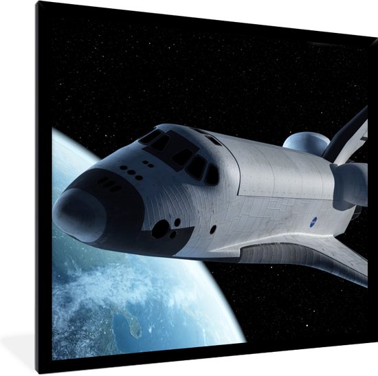 Fotolijst incl. Poster - Space shuttle boven de aarde - 40x40 cm - Posterlijst