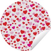 Tuincirkel Een illustratie met kleurrijke hartjes - 90x90 cm - Ronde Tuinposter - Buiten