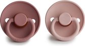 FRIGG | Fopspeen Duo | T1 | 0-6 maanden | Classic | Natuurrubber | Blush + Woodchuck |