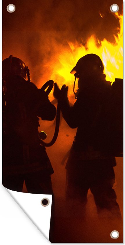 Tableau Toile Pompiers - Affiche Déco Murale, 80x40 Cm, Motif équipe De Pompiers En Action