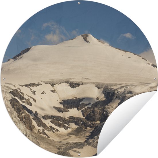 Tuincirkel Zon beschijnt een gletsjer in het Nationaal park Hohe Tauern in Oostenrijk - 90x90 cm - Ronde Tuinposter - Buiten