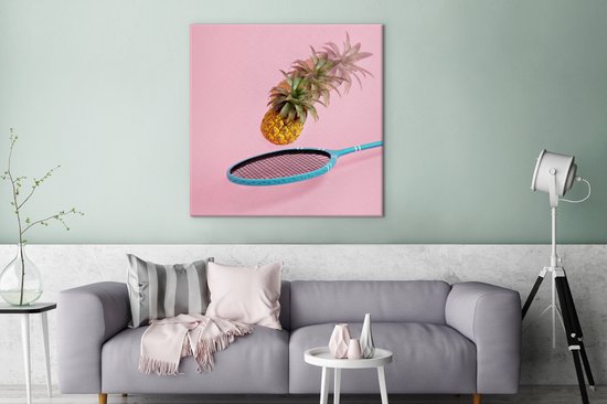 Ananas utilisé pour le badminton Toile 90x90 cm - Tirage photo sur toile (Décoration murale salon / chambre)