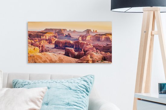Tableau sur toile Panorama de Monument Valley en Amérique - 40x20 cm - Décoration murale