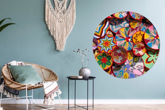 WallCircle - Tableau - Motifs Cercles Couleurs Fleurs - Multicolore - 150 X 150 Cm
