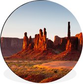 WallCircle - Wandcirkel - Muurcirkel - Zonsopgang Monument Valley bij Arizona in Amerika - Aluminium - Dibond - ⌀ 120 cm - Binnen en Buiten XXL