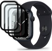 Screen protector geschikt voor Apple Watch Series 7 / 8 - 45mm - Curved Edges - Volledige Scherm Bescherming - 3-Pack