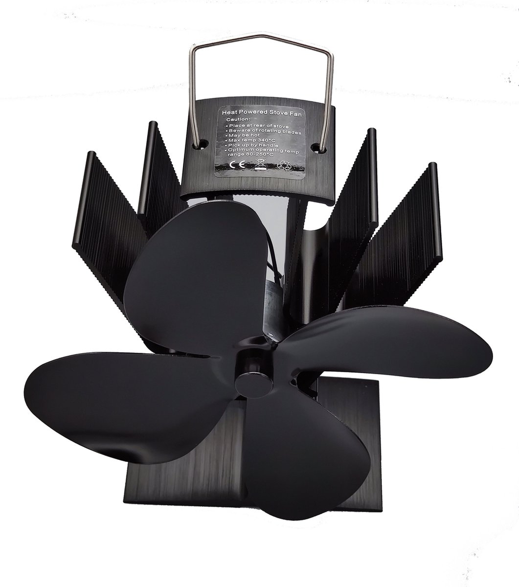 Ventilateur Poele Bois Ventilateur Pour 4 Pales Silencieux Alimenté Par la  Chaleur, Pour Poêles à Bois et Cheminées, Aluminium Noir