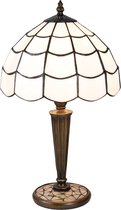 Tiffany Tafellamp Ø 25*43 cm E27/max 1*40W Wit, Bruin Glas in lood Art Deco Tiffany Bureaulamp Tiffany Lampen