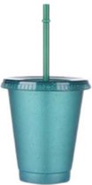 Glittergear Glitter beker - 480ml - Feest - Drinken - Veilige party cup - Deksel - Donker Groen