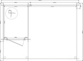 Blokhut met overkapping plat dak 150 x 200 + 100 / 250 x 300cm