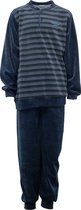 Gentlemen heren pyjama velours | MAAT L | Fijnstreep marine | Knoop