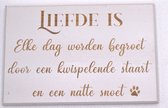 Spreukbord Hout Wit Tekstbord 30 x 20 cm Kwispelende Staart Natte Snoet Wandbord  Wanddecoratie Liefde Voor Je Hond Cadeau Geschenk Woonkamer Spreukborden Muur Tekst