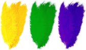 6x stuks grote veer/veren/struisvogelveren - 2x groen - 2x geel - 2x paars - Decoratie sierveren van 50 cm