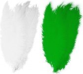 4x stuks grote veer/veren/struisvogelveren 2x wit en 2x groen van 50 cm - Decoratie sierveren